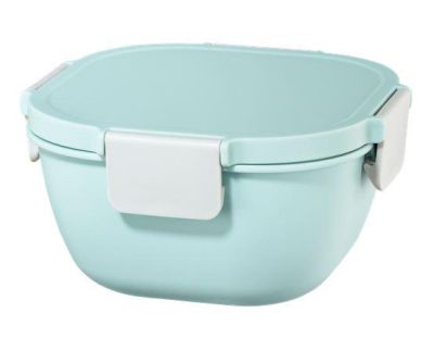 Xavax Large Lunch Box, for Microwave, with Cutlery, 1700 ml, pastel blue / grey