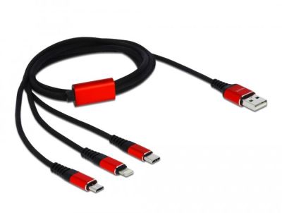 Delock USB Charging Cable 3 in 1 for Lightning™ / Micro USB / USB Type-C™ 1 m