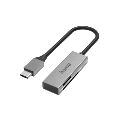 Hama USB Card Reader, USB-C, USB 3.0, SD/microSD, alu