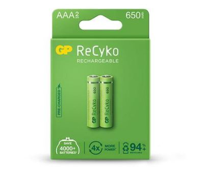 Rechargeable Battery GP R03 AAA 650mAh NiMH 65AAAHCE-EB2, 2 pc in blister
