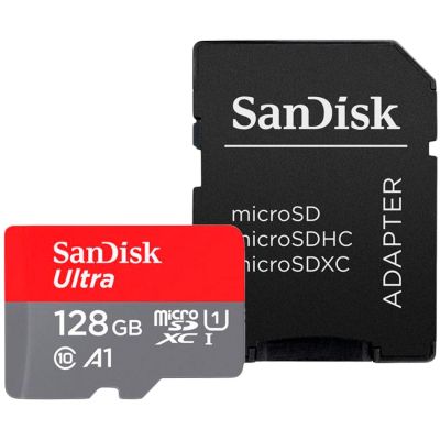 Memory card SANDISK Ultra microSDXC, 128GB, A1, UHS-I, U1, Class 10, 140MB/s, Adapter