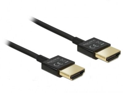 Delock Cable High Speed HDMI with Ethernet - HDMI-A male > HDMI-A male 3D 4K 0.25 m Slim High Quality