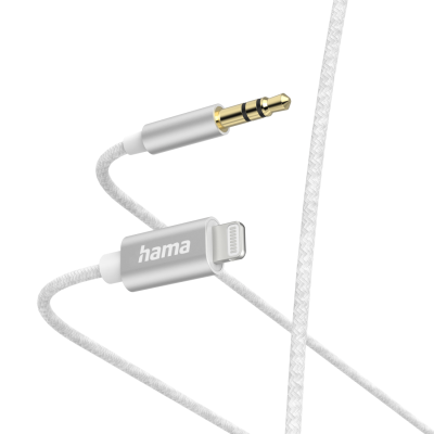 Hama Audio Cable, Lightning - 3.5 mm Jack Plug, 1.0 m, white