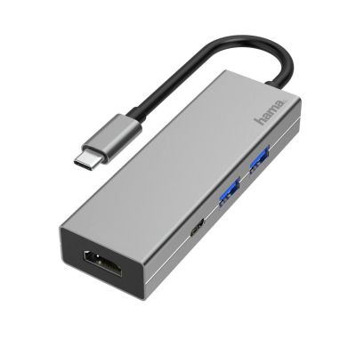 4-портов хъб USB-C HAMA, USB 3.2 Gen1, 2 x USB-A, 1 x USB-C, 1х HDMI, Сребрист