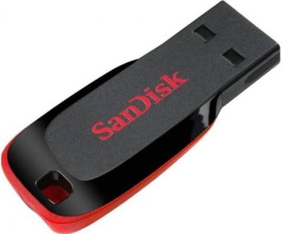 USB памет SanDisk Cruzer Blade, 64GB, USB 2.0, Черен-Червен