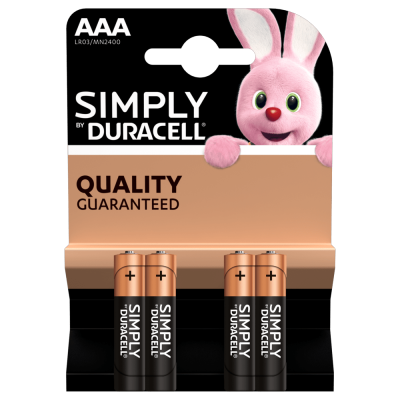 DURACELL Simply Alkaline Battery LR03 / 4 pcs. pack / 1.5V