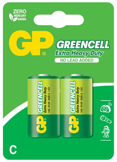 Zinc carbon battery GP  R14 14G-U2 GREENCELL  2 pcs.  1.5V