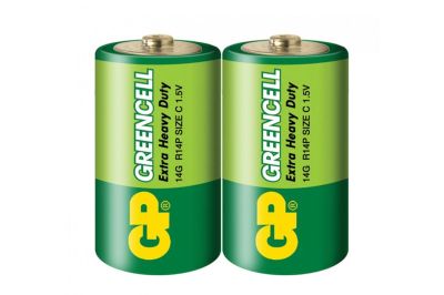 Цинк карбонова батерия GP 14G-S2 Greencell, R14, 2 бр. в опаковка / Shrink, 1.5V