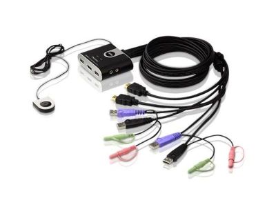 2-Port USB HDMI/Audio Cable KVM Switch with Remote Port Selector 