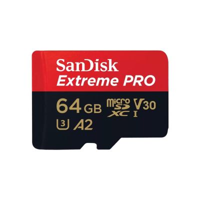 Memory card SANDISK Extreme PRO microSDXC, 64GB, Class 10 U3, A2, V30, 90 MB/s with SD adapter
