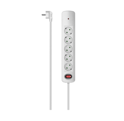 Hama Power Strip, 5-Way, Surge Voltage Protection, Switch, Wall Mounting, 1.5 m, white