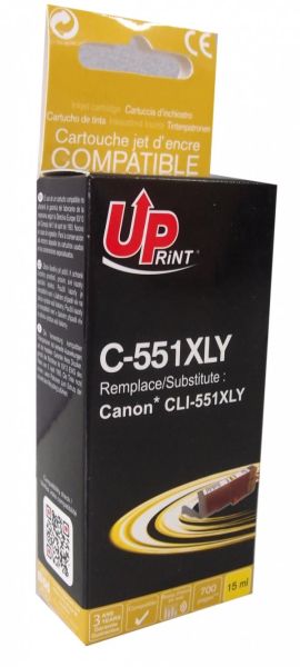 Мастилница UPRINT CLI-551XL CANON, С чип, Yellow