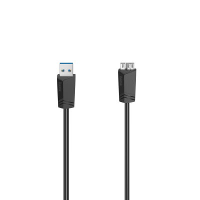 Кабел HAMA, USB 3.0 A мъжко - USB 3.0 Micro-B мъжко, 1.5 м, 5Gbit/s, Черен