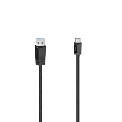 Кабел HAMA USB-C мъжко-USB-A мъжко, USB 3.2 Gen 1, 5Gbit/s, 0.25 м., Черен