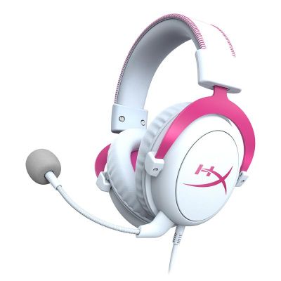 Gaming Earphone HyperX Cloud II Pink, Microphone, Pink/White