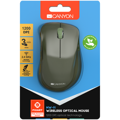CANYON MW-11, 2.4 GHz  Wireless mouse ,with 3 buttons, DPI 1200, Battery:AAA*2pcs  ,special military67*109*38mm 0.063kg