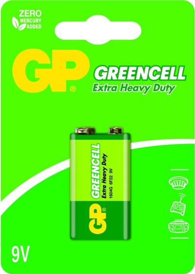 Zinc carbonic battery GP  6F22 Greencell 1604GLF-U1 1 pcs.  9V blister