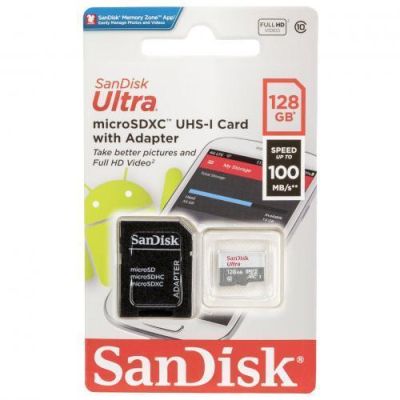 Memory card SANDISK Ultra microSDHC UHS-I, 128GB, Class 10, 100Mb/s, Adapter