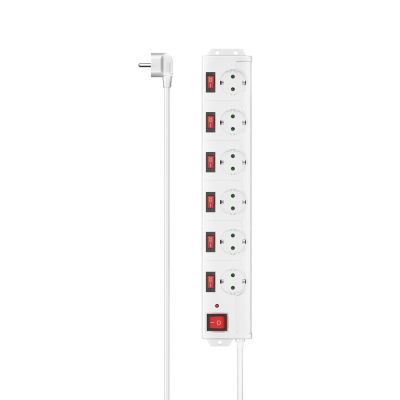 Power Strip HAMA 223159, 6-Way, 1.4m, individually switchable, White