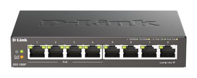 Суич D-Link DGS-1008P, 4x PoE + 4 x стандартни, 10/100/1000, Gigabit, 