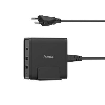 Зарядно 220V HAMA Universal, USB-C, 3 порта, 5-20V/65W, (PD), Черно