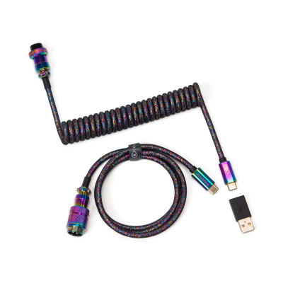 Cable Keychron Premium  Aviator Straight USB-C - USB-C, Rainbow Plated Black