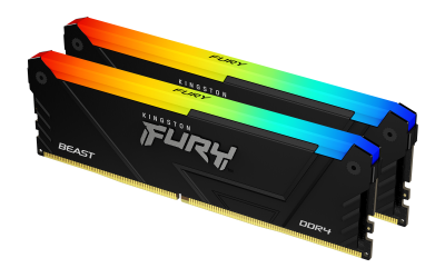 Memory Kingston FURY Beast Black RGB 16GB(2x8GB) DDR4 3200MHz CL16 KF432C16BB2AK2/16