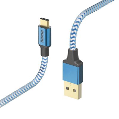 Hama "Reflective" Charging/Data Cable, USB Type-C - USB-A, 1.5 m, blue