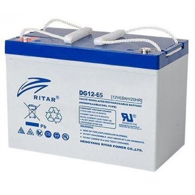 Оловна гелова батерия RITAR (DG12-65), 12V, 65Ah, 350 / 167 /182 mm  F5/M8 / F11/M6  RITAR, За соларни системи