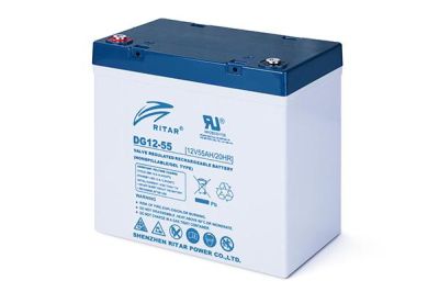 Оловна гелова батерия RITAR (DG12-55), 12V, 55Ah, 229 / 138 /211 mm  F15/M6 / F11/M6  RITAR, За соларни системи