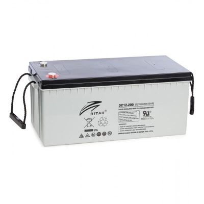 Lead Battery AGM deep cycle  for solar systems RITAR \ (DC12-200)12V/200Ah -522 /240/219mm F10/M8 RITAR