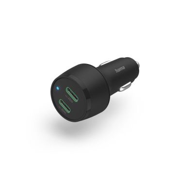 Hama Car Quick Charger, 2x USB-C Power Delivery/Qualcomm ®, 45 W, black