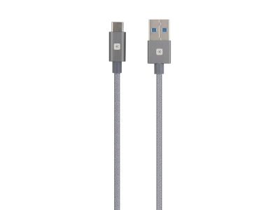 Skross USB-C to USB-A Cable, Metal Braiding, 1.2 m, Grey