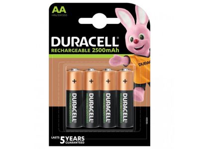 Rechargeable battery DURACELL R6 AA, 2500mAh NiMH, 1.2V, pcs. pack 1.5V