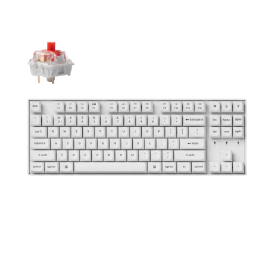 Mechanical Keyboard Keychron K8 Pro White QMK/VIA TKL K Pro(Hot Swappable) Red Switch RGB Backlight Plastic Frame