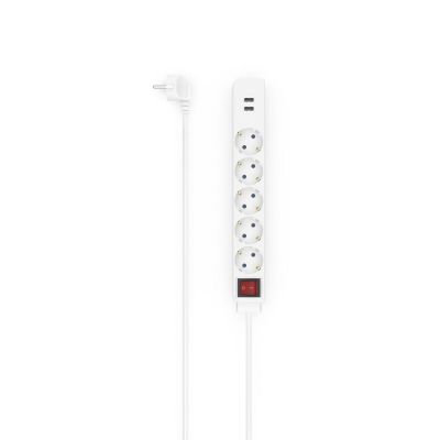 Hama Power Strip, 5-Way, USB-A 17 W, Switch, 1.4 m, white