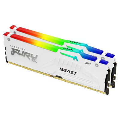 Memory Kingston FURY Beast White RGB 32GB(2x16GB) DDR5 6000MHz CL36 AMD EXPO, KF560C36BWEAK2-32