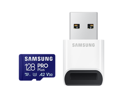 Карта памет Samsung PRO Plus, microSDXC, UHS-I, 128GB, Адаптер, USB четец