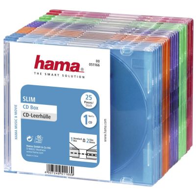 Hama Slim CD Jewel Case, pack of 25, coloured