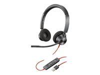 HP Poly Blackwire 3325 Blackwire 3300 series headset on-ear wired active noise cancelling 3.5mm jack USB-A black Microsoft Teams
