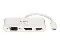 D-LINK USB-C 3-port video adapter with HDMI Displayport VGA