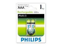 Philips Rechargeable battery LR03 AAA, 800 mAh, 2-blister (HR03), f