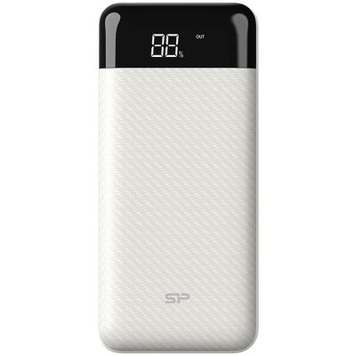Silicon Power GS28 20.000mAh Powerbank > 500 charging cycles 2x USB A out, 1x Micro-USB in + 1x USB C in/out, Fast Charge, Battery % Display, White, EAN: 4713436133544
