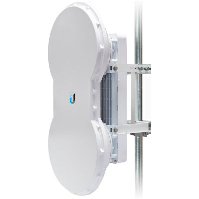 UBIQUITI airFiber 5 High-Band; 5 GHz, high-band 100+ km link range; 1.2+ Gbps throughput; Separate integrated TX and RX antennas; Integrated GPS sync; 1+ Mpps processing.