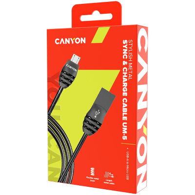 CANYON cable UM-5 MicroUSB 10W 1m Dark Grey