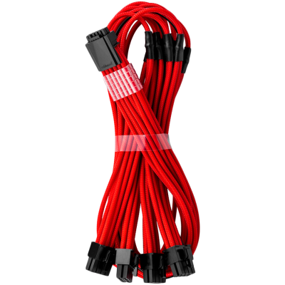 CableMod E-Series Pro ModMesh Sleeved 12VHPWR PCI-e Cable for Super Flower Leadex Platinum / Platinum SE / Titanium / V Gold Pro / V Platinum Pro, EVGA G7 / G6 / G5 / G3 / G2 / P2 / T2 (Red, Nvidia 4000 series, 16-pin to Quad 8-pin, 60cm)