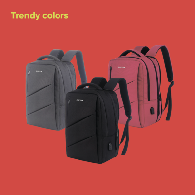 CANYON BPE-5, Laptop backpack for 15.6 inch, Product spec/size(mm): 400MM x300MM x 120MM(+60MM),Black, EXTERIOR materials:100% Polyester, Inner materials:100% Polyestermax weight (KGS): 12kg