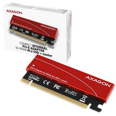 AXAGON PCEM2-S PCI-E 3.0 16x - M.2 SSD NVMe, up to 80mm SSD, low profile, cooler