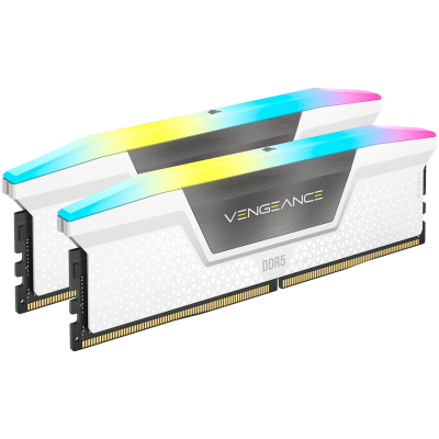 Corsair DDR5, 6000MT/s 32GB 2x16GB DIMM, Unbuffered, 36-44-44-96, Std PMIC, XMP 3.0, VENGEANCE RGB DDR5, 1.4V, white