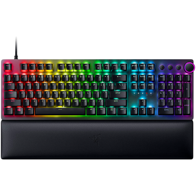 Razer Huntsman V2, Optical Gaming Keyboard (Linear Red Switch), US Layout, Doubleshot PBT Keycaps, Sound Dampening Foam, Razer Chroma™ RGB, Up to 8000Hz polling rate, Aluminum matte top plate